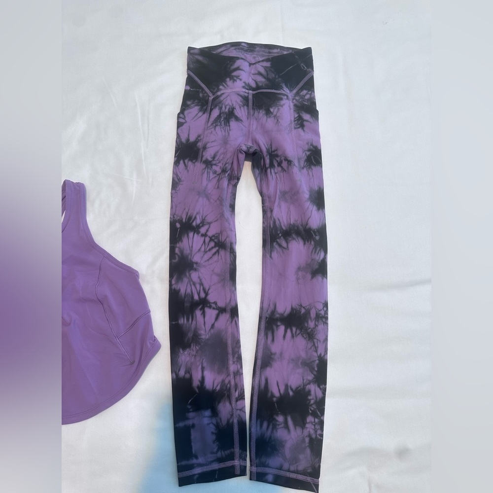 Matching purple lululemon leggings and tank top